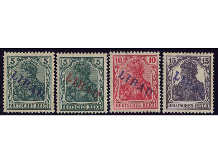 Type II: 5 Pfg. mit blauem und rotem Aufdruck sowie 10 und 15 Pfg., ungebraucht, teils etwas gummifleckig, jeweils Fotokurzbe
