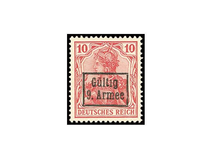 1918, 10 Pfg. dunkelkarminrot in Friedensdruck (UV lilabraun) aus Bogen mit HAN "H5335.09", angeblich nur im Postmuseum exist