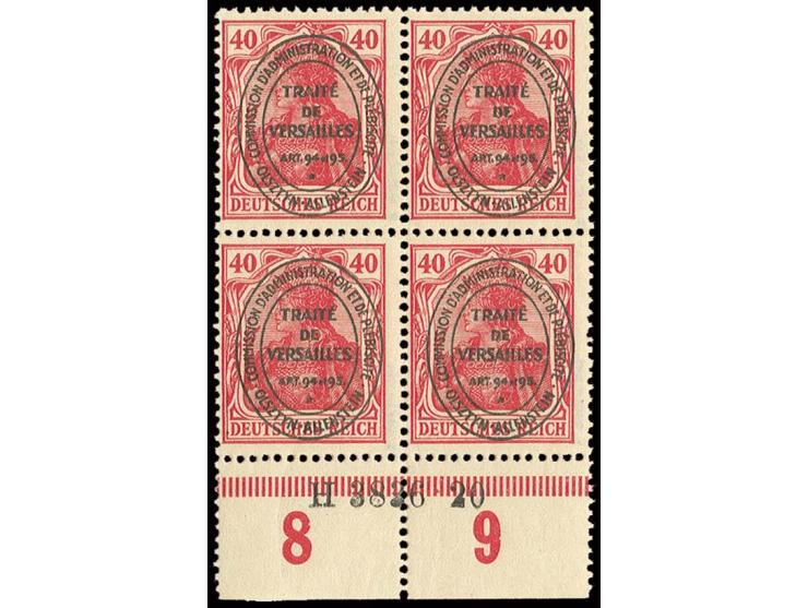 40 Pfg. im Unterrandviererblock mit Aufdruck-HAN, postfrisch, Kabinett, sign. Mikulski