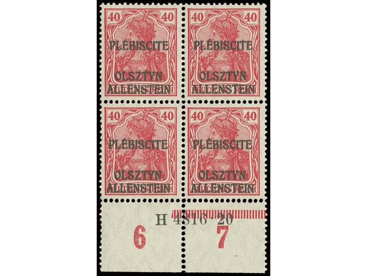 5-40 Pfg. kpl. in Unterrandviererblocks mit Aufdruck-HAN, postfrisch, Kabinett, Fotoattest Mikulski