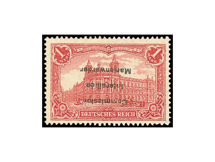 1 M. mit kopfstehendem Aufdruck, ungebraucht, sign. Mikulski (Mi. 500,-)