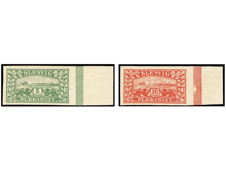 1920, 2 1/2 Pfg.-10 M. kpl., breitrandig ungezähnte Probedrucke, alle vom rechten Bogenrand, ungebraucht, meist postfrisch (u