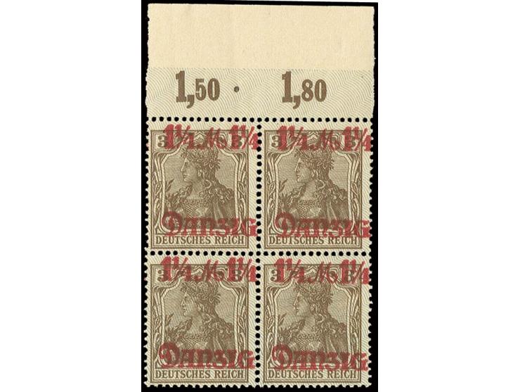 Spitzen nach unten: 1¼ M. im Oberrand-Viererblock, postfrisch, Kabinett