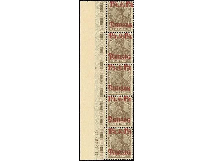 1¼ M. im Rand-5er-Streifen mit HAN "H 2346 19", postfrisch, Kabinett