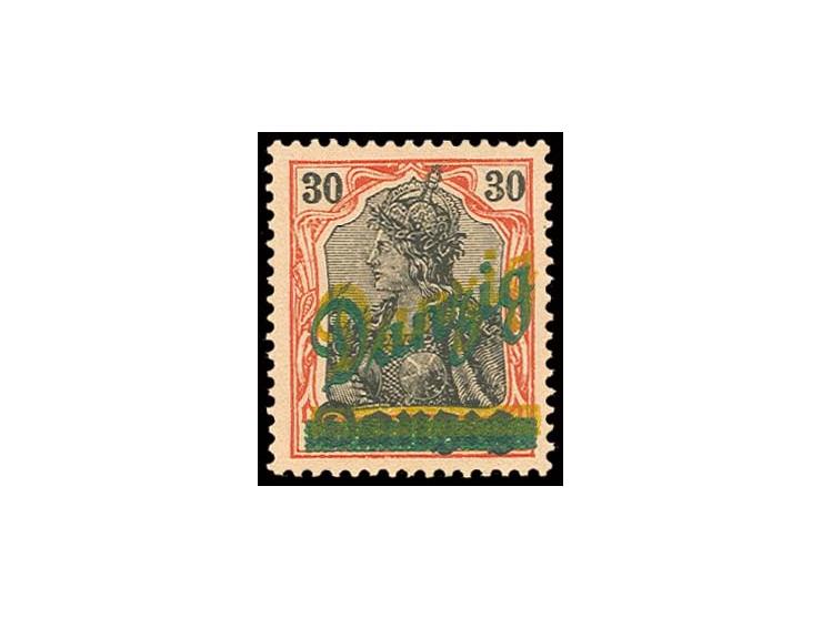 30 Pfg., Probedruck mit dunkelgrünem und gelbem Aufdruck, ungebraucht, Pracht, Fotoattest Gruber BPP