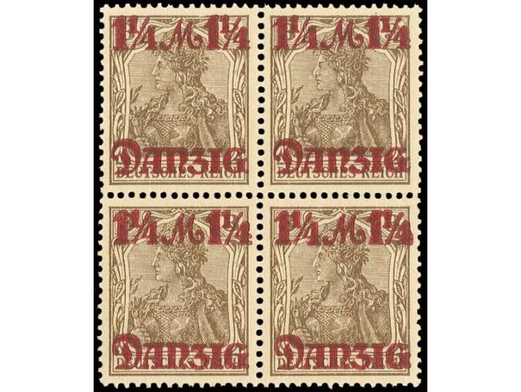 ohne Unterdruck: 1¼ M. im Viererblock, postfrisch, Kabinett