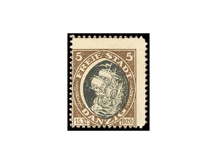 1921, Kogge 5 Pfg. mit schwarzem Mittelstück, postfrisch, Pracht