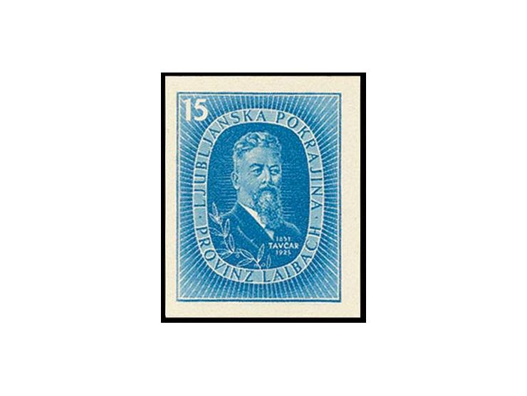 1945, unverausgabte 15 C. (2) und 4 L. (3), Vorlagedrucke in blau auf Kartonpapier, Pracht (Mi. 1500,-)