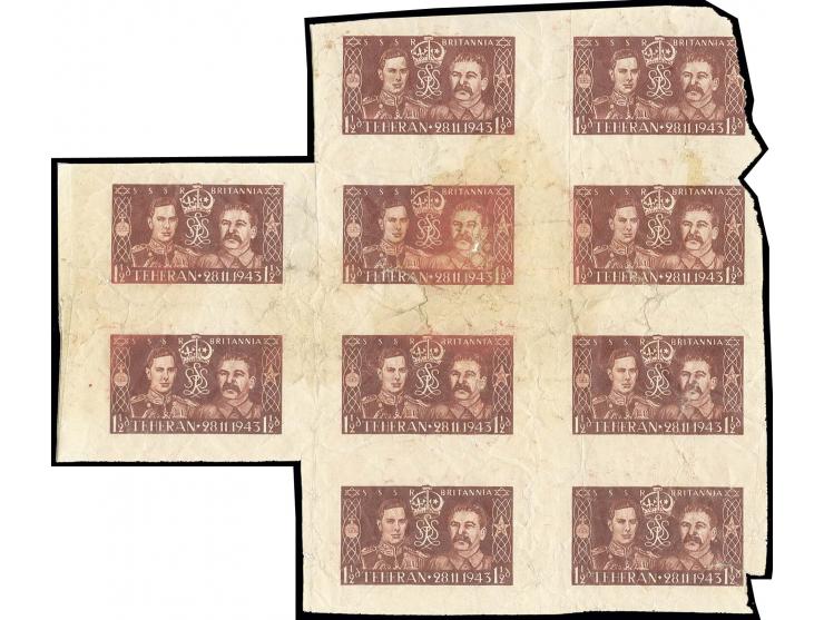 DEUTSCHE FÄLSCHUNGEN FÜR GROSSBRITANNIEN: Krönung mit anderen Inschriften und Symbolen, 1½d. dunkelbraunlila im unregelmäßige