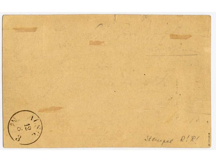 1/2 Gr. ziegelrot mit sehr seltenem Preußen Ra3 "Aus .../PER DAMPFSCHIFF / 12 8 3-4" mit handschriftlichem Einsatz "Wollin" a