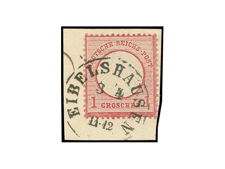 1 Gr. karmin mit Taxis-EKr. "EIBELSHAUSEN 3 4" (ohne eingesetzte Jahreszahl), auf Briefstück, Pracht, Fotoattest Krug BPP