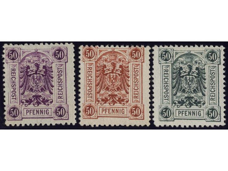 50 Pfg., Essay im Türbogenmuster in den Farben dunkelviolett, gelbbraun und schwarzgrün, ungebraucht ohne Gummi, sign. und 50