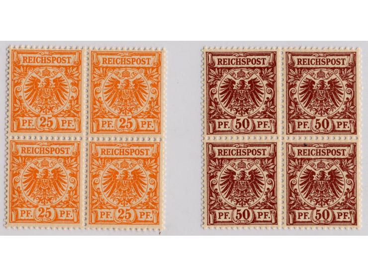 1889, 2-50 Pfg. im Viererblock, postfrisch, Kabinett