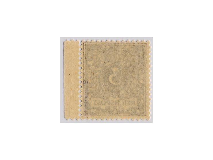 3 Pfg. braun, postfrisches rechtes Randstück, Kabinett, sign. Zenker BPP (Mi. 400,-)