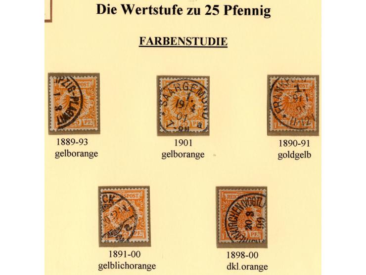 3 Pfg. gelbbraun bis 50 Pfg. lebhaftrotbraun, alle Farben kpl. sauber gestempelt, dabei 50 Pfg. bräunlichkarmin (UV weinrot) 