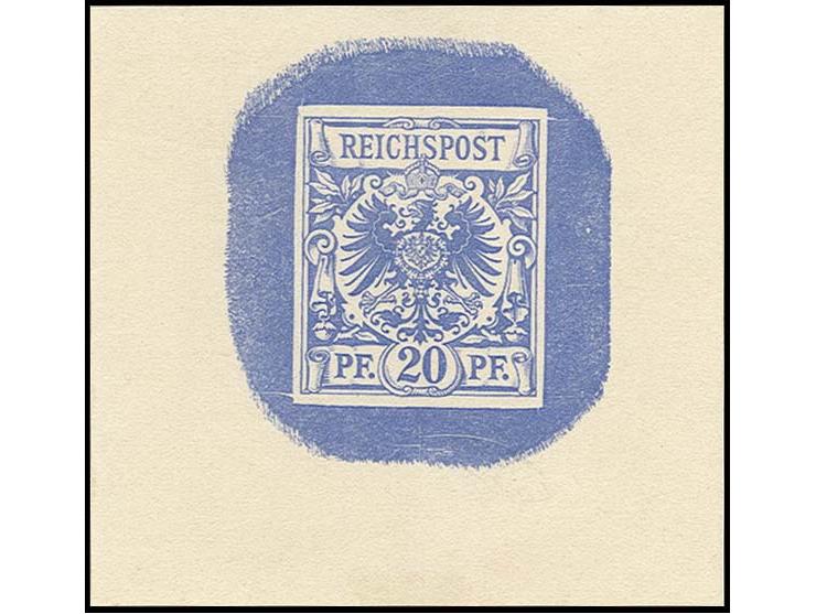20 Pfg. ultramarin, Stempelabzug auf ungummiertem in kleinem Blockformat, ungezähnt, ganz leichte Bugspur, Fotobefund Zenker 
