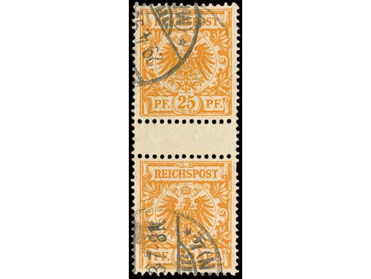 25 Pfg. gelborange im senkrechten Zwischenstegpaar, sauber gestempelt, Pracht, Fotobefund Petry BPP (Mi. 400,-)
