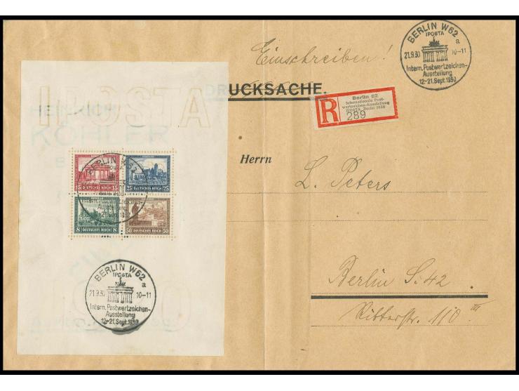 dito, im Rand gering fleckig und oben winziger Einriß, mit Sonderstempel auf größerformatigem gefaltetem R-Umschlag mit Sonde