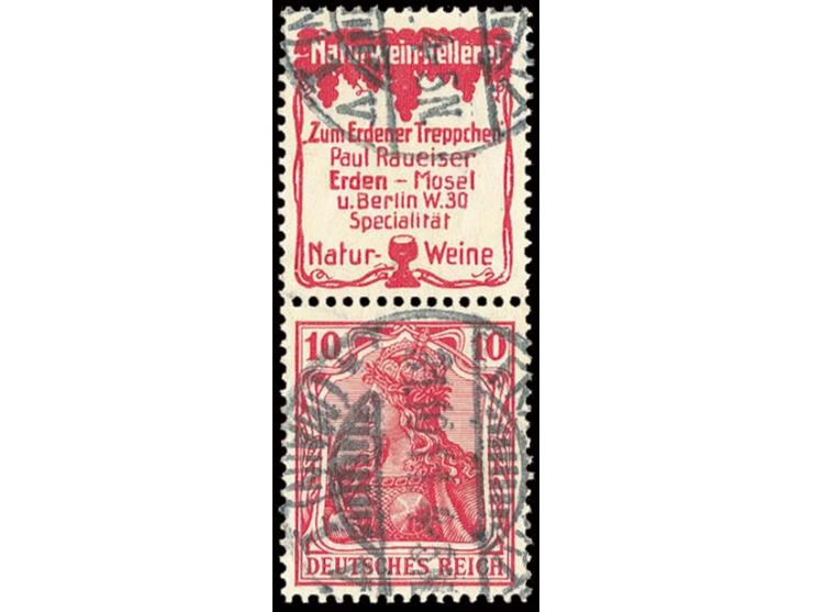 "Naturwein-Kellerei" + 10 Pfg., sauber gestempelt "FRANKFURT 31.10.11", Kabinett, sign. Jäschke BPP (Mi. 950,-)