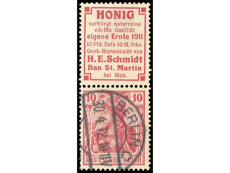 "Honig-Schmidt" + 10 Pfg., sauber gestempelt "BERLIN 30.4.12", Kabinett (Mi. 1.200,-)