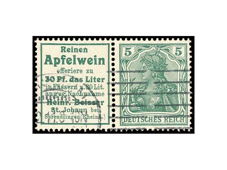 "Apfelwein Beisser" + 5 Pfg., gestempelt Pracht (Mi. 800,-)