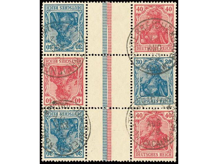 1921, 30+Z+40 Pfg., senkrechter 3er-Streifen, gestempelt "UNTERREICHENBACH 19. AUG. 22", im Steg gefaltet, sign. Infla (Mi. 6