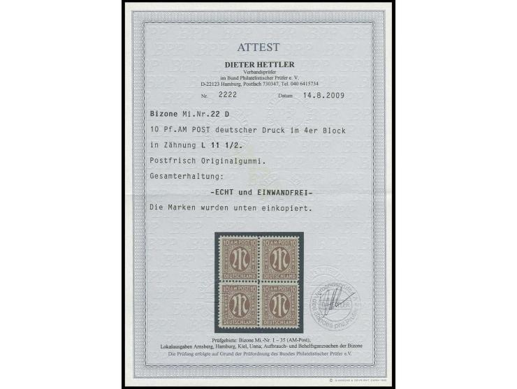 dito, im 4er-Block, postfrisch, Fotoattest Hettler BPP (Mi. 1.800,-)