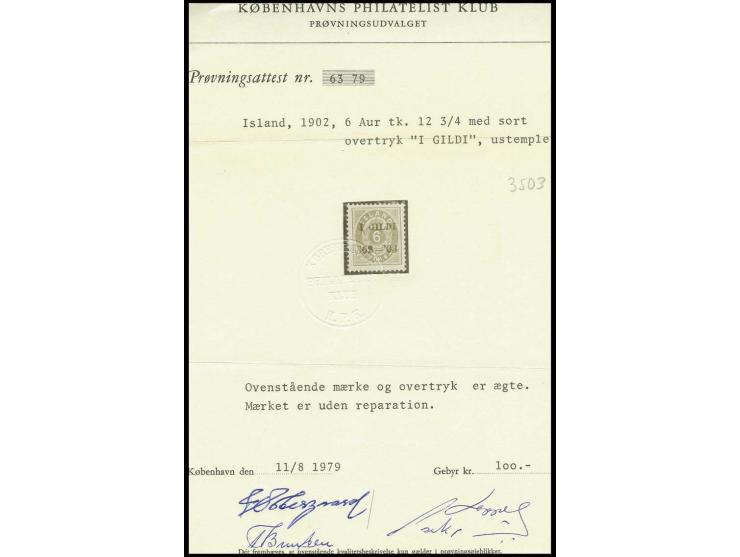 6 a. grey with black overprint, unused, sign. Goenlund und Kobenhavns Philatelist Klub certificate (Mi. 650,-)