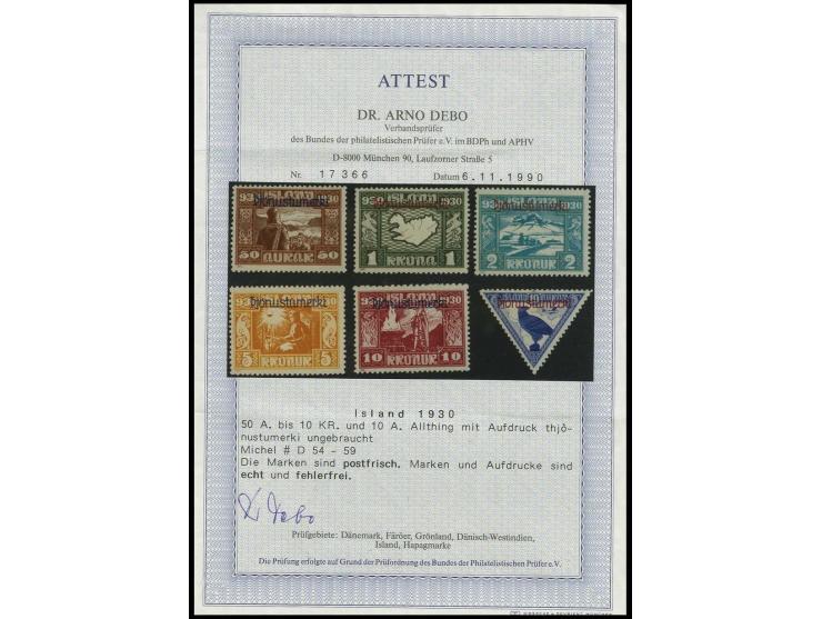 50 a.- 10 kr. cpl. with airmail stamp, unhinged mint, fine, certificate Dr. Debo BPP (Mi. 1.800,-)