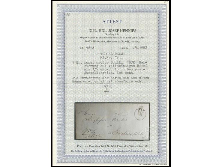 1 Groschen karmin senkrecht halbiert, linke Hälfte, farbfrisch, sehr gut geprägt und gezähnt, mit klarem Hannover-DKr. "SYKE 