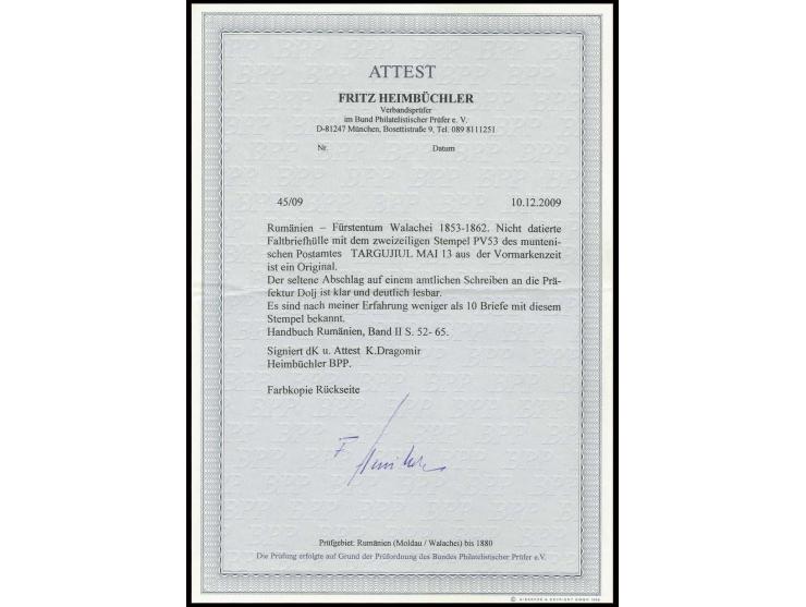 "TARGUJIUL MAI 13" double line cancellation in cyrillic on sealed cover to Dolju; a very rare cancel, less than 10 covers kno