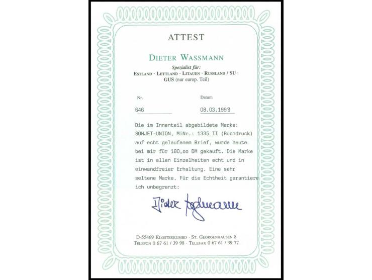 40 k. used on cover from "CHARKOW 11.11.50", scarce, certificate Wassmann BPP
