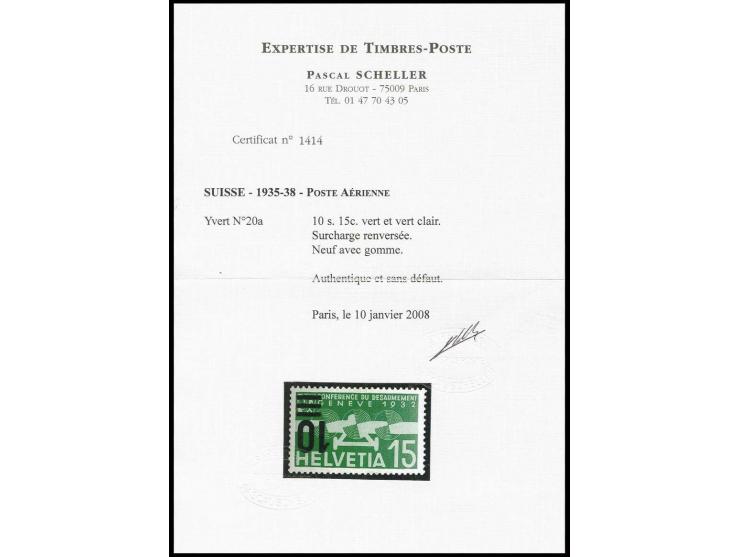 1935, Flugpostausgabe 10 auf 15 C. mit kopfstehendem Aufdruck, ungebraucht, Pracht, mehrfach sign. und Fotoattest Scheller (M