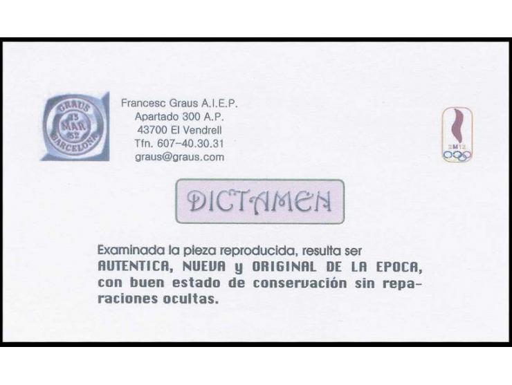 5 pts., same proof imperforated in vertical pair, unhinged mint, fine and rare (Edifil no. 983cc)