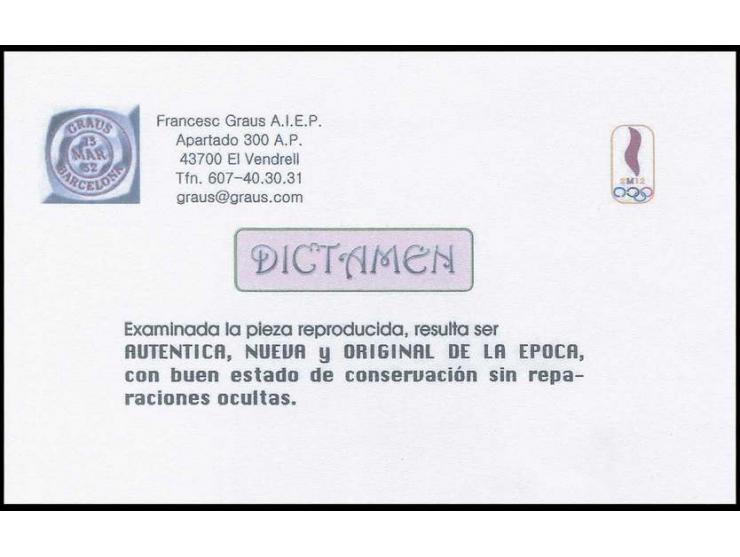 Juan Ruiz 20 c. bluish violett, imperforated horizontal pair, unhinged mint, opinion Graus for a split-up block of 4 (Edifil 