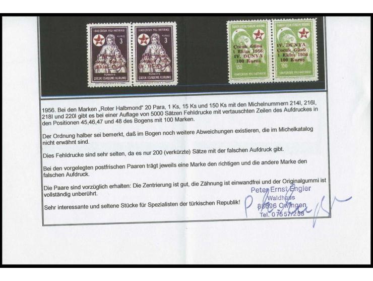 1956, Child-support, 20 pa. and 1-15 k. and 100 on 150 k. in vertical respectively horizontal pairs containing one stamp with