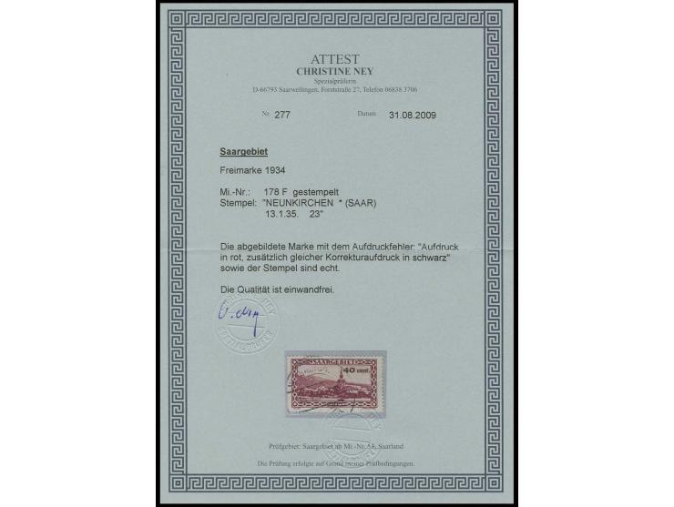 1934, Landschaftsausgabe 40 cent. auf 50 Centimes mit Wertaufdruck in rot sowie zusätzlichem Korrekturaufdruck in schwarz, sa