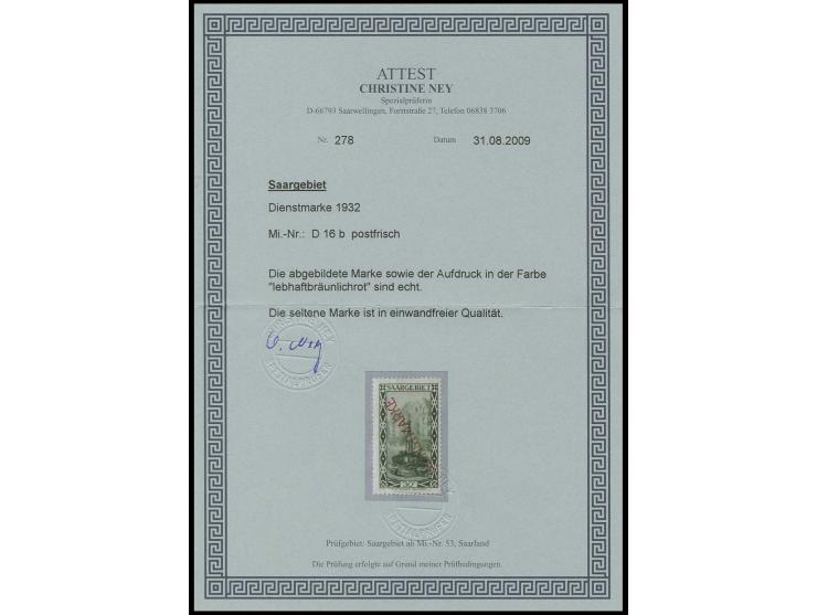 DIENSTMARKEN: 1927, 30 Centimes mit Aufdruck in lebhaftbräunlichrot, postfrisch, Pracht, eine sehr seltene Marke, private Sig