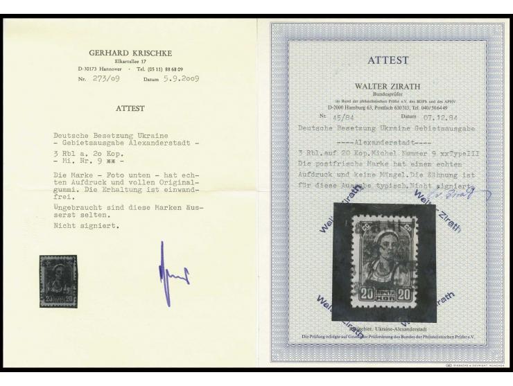 3 Rubel auf 20 Kopeken, postfrisch, Pracht, eine sehr seltene Marke, Fotoatteste Zierath BPP und Krischke