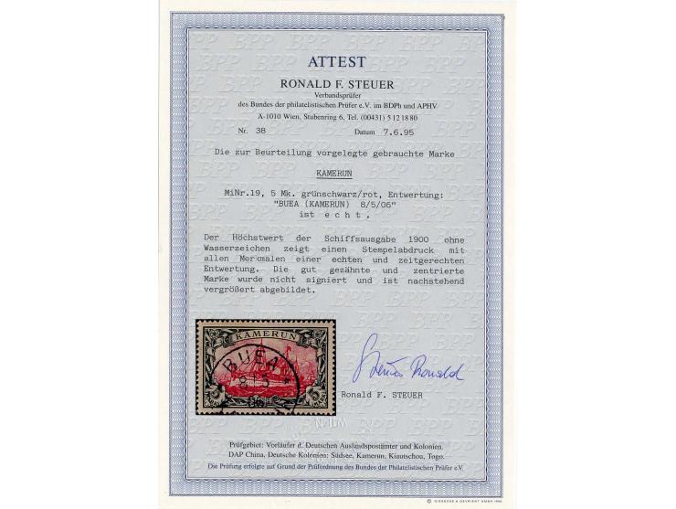 1897/1919, gestempelte Sammlung mit einigen doppelten, dabei Mi.-Nr. 19 und 25 in tadelloser Erhaltung mit Fotoattest R. Steu