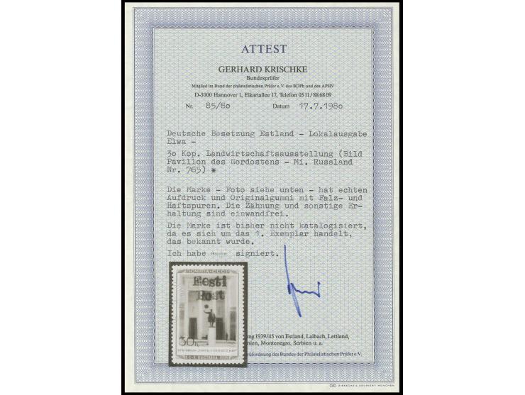 Pavillon des Nordostens 30 K., sauber ungebraucht in einwandfreier Erhaltung, eine seltene Marke, sign. Krischke BPP mit Foto