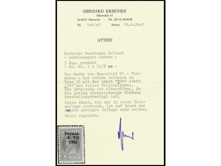 1941, 5-50 K. Type I kpl., postfrisch, sign. Pickenpack, dazu 1-50 K. in Type II, postfrisch bzw. etwas ungebraucht, dabei 3 