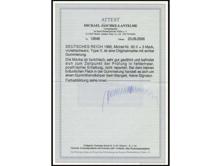 3 M. in Type II, farbfrisch und gut gezähnt in einwandfreier Erhaltung, postfrisch, Fotoattest Jäschke-L. BPP