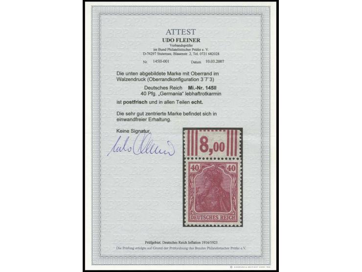 40 Pfg. mit Walzendruckoberrand "3'7'3", postfrisch, Pracht, Fotoattest Fleiner BPP