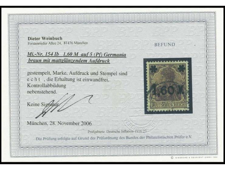 1,60 M. braun, gestempelt, Pracht, Fotobefund Weinbuch BPP (Mi. 550,-)