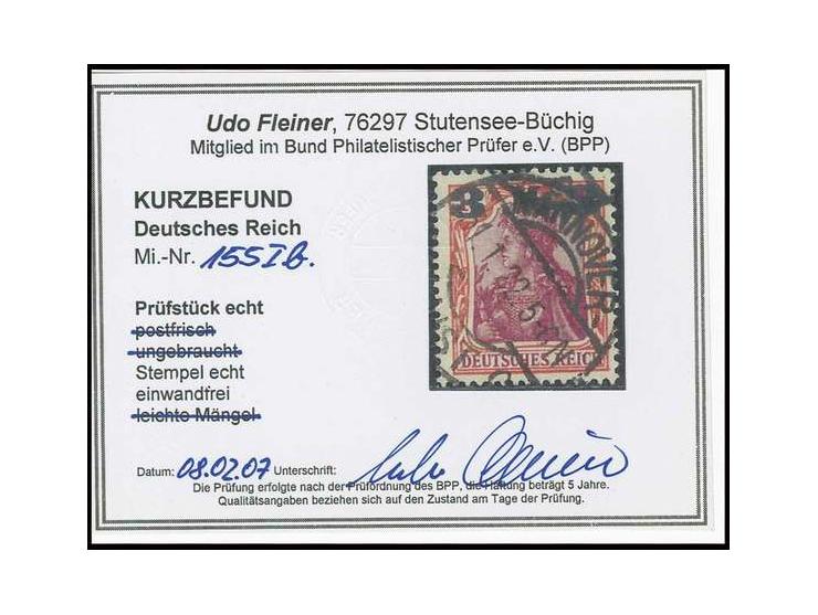 3 M. karminrot/dunkelkarminlila mit zentrischem Stempel "HANNOVER 31.1.22", Kabinett, Fotokurzbefund Fleiner BPP (Mi. 260,-)
