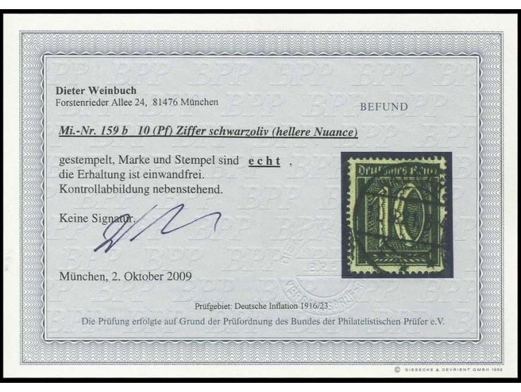 10 Pfg. schwarzoliv, gestempelt, Pracht, Fotobefund Weinbuch BPP (Mi. 350,-)