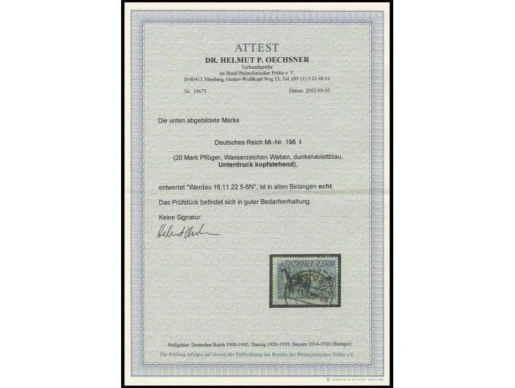 dito, gestempelt "WERDAU 16.11.22", Pracht, Fotoattest Dr. Oechsner BPP (Mi. 900,-)