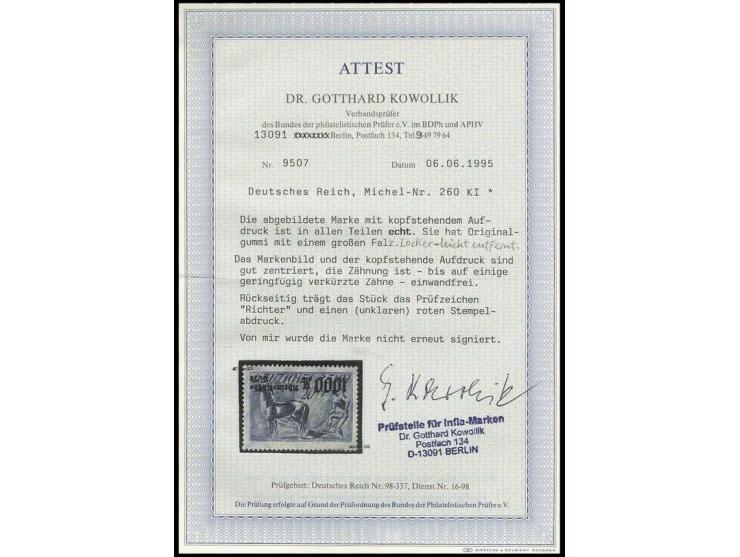 20 M. mit kopfstehendem Aufdruck, ungebraucht, geringe Zahnverkürzungen, sign. und Fotoattest Dr. Kowollik BPP (Mi. 1.300,-)