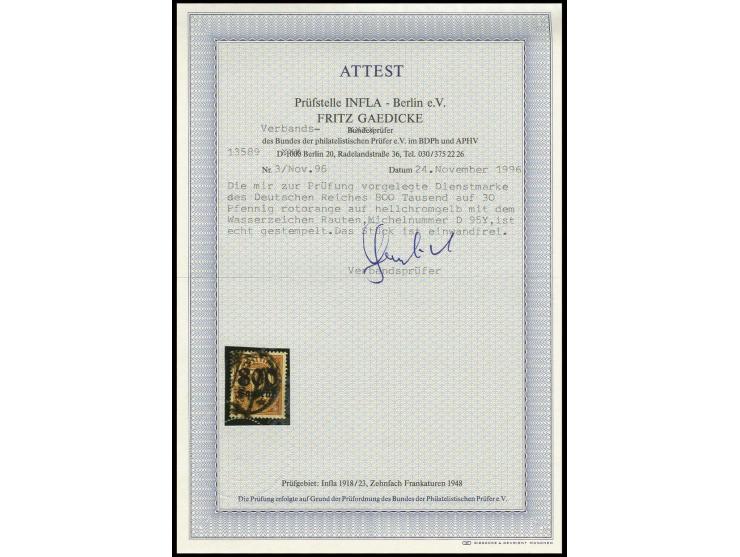 800 Tsd. M. auf 30 Pfg., gestempelt, Pracht, sign. Infla und Gaedicke BPP mit Fotoattest (Mi. 400,-)